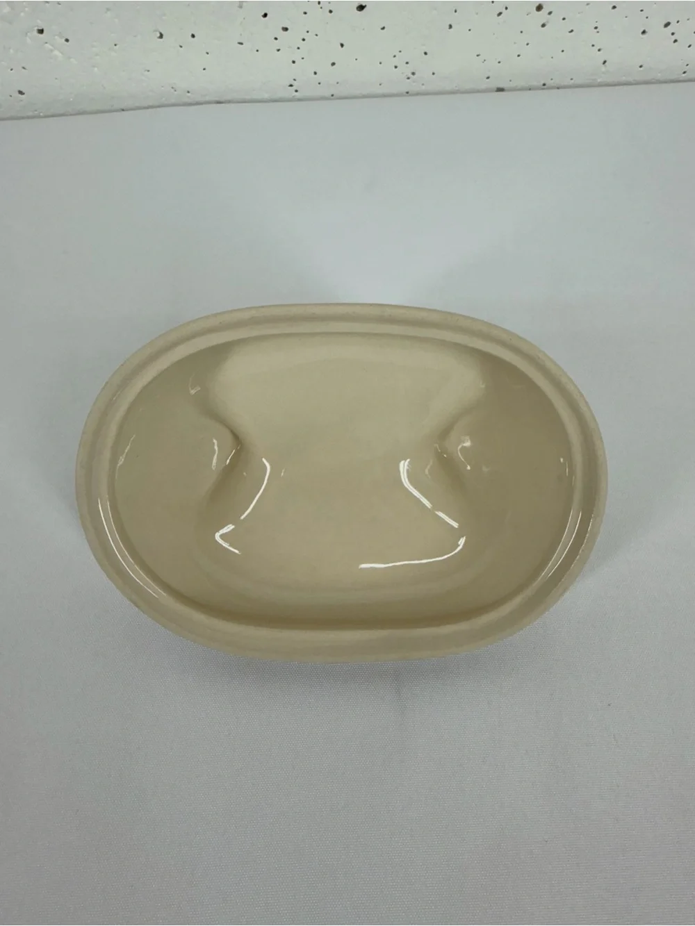 Polish Pottery Red Blue Floral Butter Dish Lid Only 6.5”